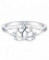 BORUO 925 Sterling Silver Ring- Lotus Flower Yoga High Polish Tarnish Resistant Comfort Fit Wedding Band 2mm Ring - CA188G85KCE