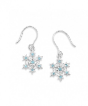 Small Snowflake with Blue Crystal Earrings Sterling Silver - CE1193HO8AZ