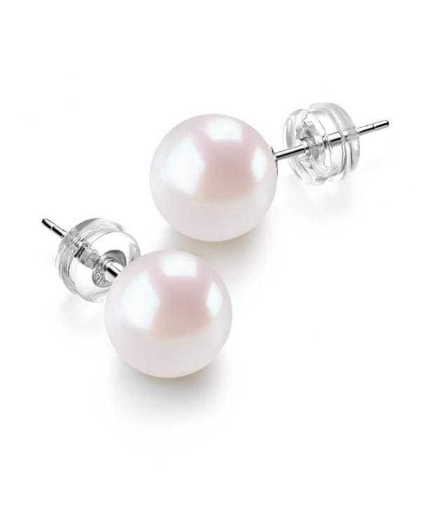14K Gold Round Freshwater Cultured Pearl Stud Earrings - AAAA Quality - CA183REE8A6