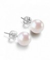 White Freshwater Cultured Round Earrings in Women's Stud Earrings