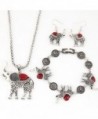 Dreamyth Women Jewelry Sets Necklace & Earring & Bracelet Set Animal Elephant Crystal Pendant Jewelry - Red - CQ12O01B1HR