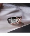 Dnswez Statement Ring Black Plated Crystals in Women's Band Rings