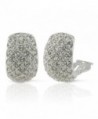 JanKuo Jewelry Rhodium Plated Crystal Pave Half Semi Hoop Clip On Earrings - CH122T6FA9T