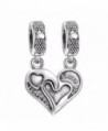925 Sterling Silver I Love You Puzzle Heart Dangle Vintage Charms Bead for European Charm Bracelet - CE186M4WQ3N