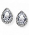 EVER FAITH Women's Cubic Zirconia Wedding Teardrop Prong Setting Stud Earrings Silver-Tone - CI11O4MIMRZ