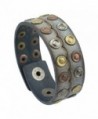 PealyPearls Genuine Leather Wristband Rivets Wide Belt Bracelet Unisex Jewelry - Grey - C212ICFQUNR