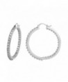 Jewelili Sterling Silver Created White Sapphire Inside-Out Hoop Earrings - CZ18559ES9I