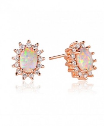 GEMSME October Birthstone Rose Gold Oval Stud Earrings With Halo Cubic Zirconia For Girls - C9188C46RK2