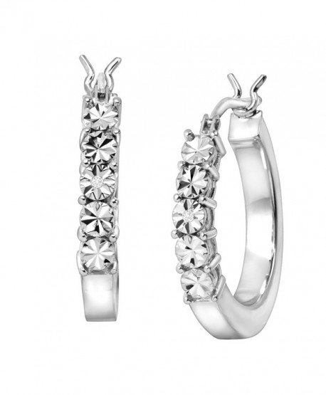 Square Tube Hoop Earrings with Diamonds in Sterling Silver - CU183MI3YD5