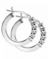Square Earrings Diamonds Sterling Silver in Women's Hoop Earrings