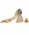 EVER FAITH Austrian Crystal Enamel Adorable Animal Cat and Mouse Friend Keychain Clear - Gold-Tone - CH17YY4L3LM