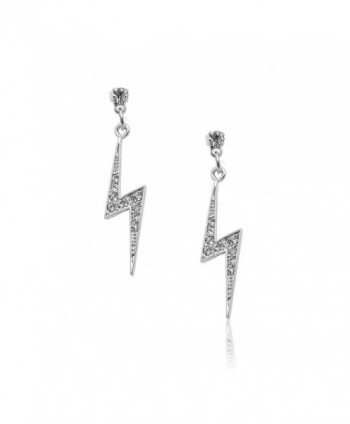 Spinningdaisy Silver Plated Crystal Lightning Bolt Earrings - C711B4EHFDX