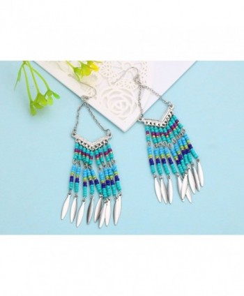 Bohemian V shaped Colorful Tassel Earrings in Women's Drop & Dangle Earrings