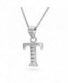 Sterling Silver Cubic Zirconia Alphabet Initial Pendant Necklace- 18" - CM12E1MR5C5