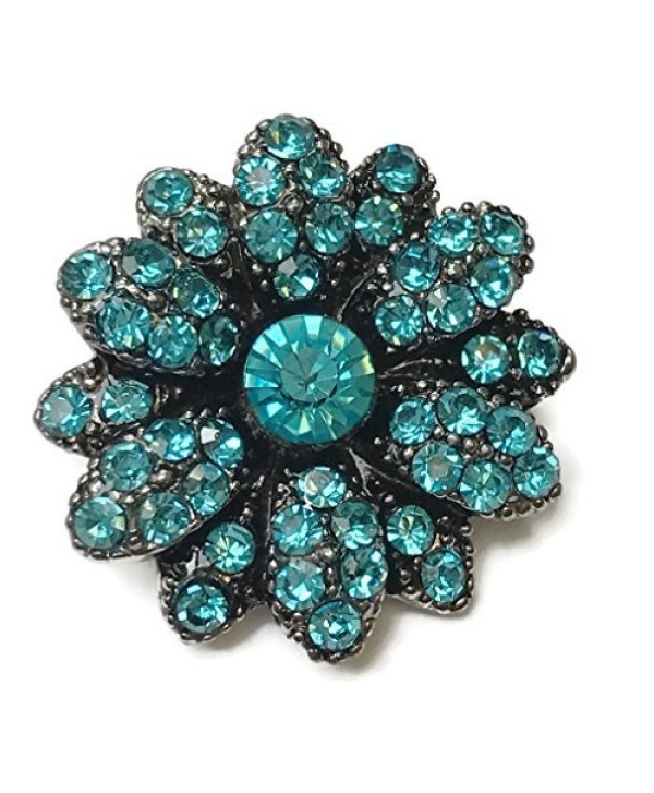 Interchangeable Snap Jewelry Rhinestone Snap Flower Light Blue by My Gifts - CB17AZLGKHM