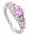 Sterling Silver CZ Side Stones Stackable Ring - Pink - CI11JD98DYV
