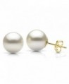 White Cultured Freshwater Pearl Stud Earrings 14K Yellow Gold Jewelry for Women - CD183G5YZ6Q