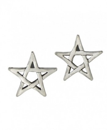 Sterling Silver Pentagram Star Post Earrings - CK1190OLWND