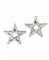 Sterling Silver Pentagram Star Post Earrings - CK1190OLWND