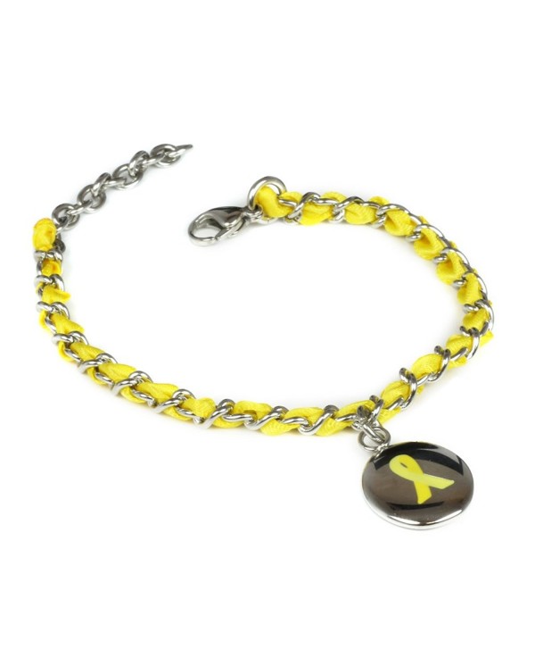 MyIDDr Custom Engraved Yellow Awareness Bracelet - Silk Woven 316L Steel - CG125LNZDYP