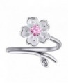 S925 Sterling Silver CZ Cherry blossom Flower Purple Amethyst Women Open Band Ring-adjustable - CG183K46SHH