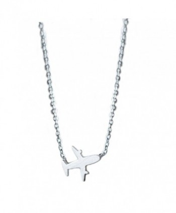 Helen de Lete Original Frosted Little Airplane 925 Sterling Silver Collar Necklace - C612NSFEJBW