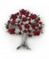 Burgundy Red Crystal 'Tree Of Life' Brooch In Gun Metal Finish - 52mm Length - CZ11FBZAGSB