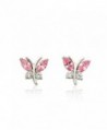 10K White Gold Butterfly Earring with Pink Marquis CZ - CV12BUTOP57