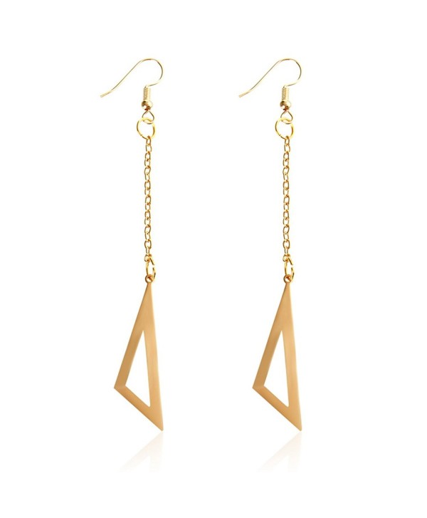 Women's Imitation Long Line Drop Dangle Earrings with Gold Leave - Rose Gold-04 - C1187GUTXAN