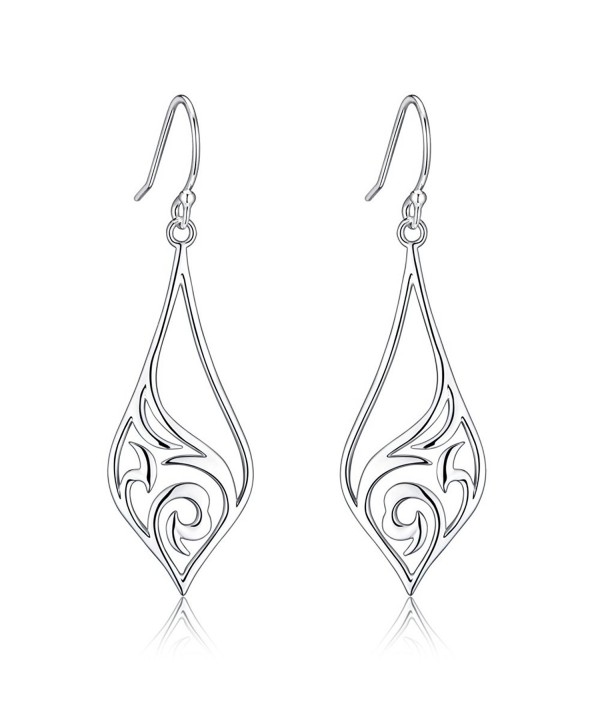 Highly Polished Sterling Silver Filigree Dangle Drop Earrings - New Arrival - CN17YCD24N7
