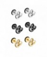 TEMICO 1-3 Pairs Silver Black Gold Tone Stainless Steel Twist Love Knot Post Stud Earrings For Men Women - CK187A8M7MZ