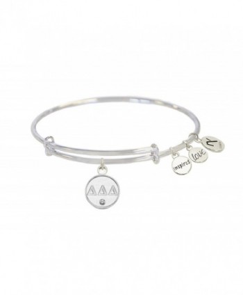 Tri- Delta Sorority Inspired Love Adjustable Bangle Bracelets - Silver - Delta Delta Delta - CQ12OBFIS8O