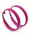 Medium Fuchsia Enamel Hoop Earrings - 5.5cm Diameter - CZ110W25LOX