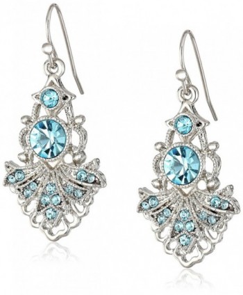 1928 Jewelry "Cyprus" Aqua Crystal Drop Earrings - C211MYR1VTD