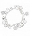 Periwinkle Snowflake- Simulated Pearl- and Bell Charms Toggle Bracelet - CG126UK9ROP