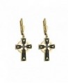 Celtic Cross Earrings Gold Plated & Black Irish Made - CX118NB0Q9F