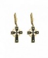 Celtic Cross Earrings Gold Plated & Black Irish Made - CX118NB0Q9F