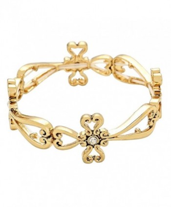 Rosemarie Collections Women's Religious Cross Stretch Bracelet - Gold - C812B0AJ4O7