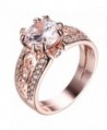 Junxin 10 KT Rose Gold Ring- Two Rows of Small Diamonds- The Middle of a Big Stone - C418534G6YS