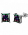 White Gold Plated Stud Earrings- Beautiful 3A Colorful Zircon Stud Earrings For Women And Girls - Purple - CW180LSCRM3