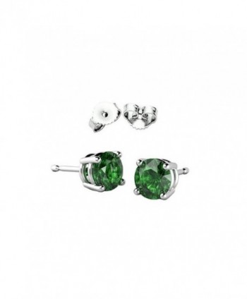 Solitaire Stud Post Earring Round Simulated Green 925 Sterling Silver - CK12N2K3M5S