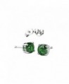 Solitaire Stud Post Earring Round Simulated Green 925 Sterling Silver - CK12N2K3M5S