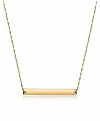 Bar Necklace Stainless Steel Gold Plated Adjustable with Engravable Bar Pendant(16Inch+2) - Yellow - CZ12O3O8UPH