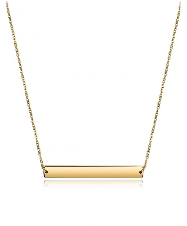 Bar Necklace Stainless Steel Gold Plated Adjustable with Engravable Bar Pendant(16Inch+2) - Yellow - CZ12O3O8UPH