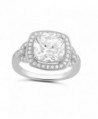 Sterling Silver Square Cz Big Halo Statement Ring (Size 4 - 9) - CM12CNA1SVF