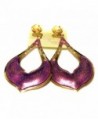 Clip-on Earrings Drop Earrings Lightweight Enamel Purple and Gold 3.5 inch long - CB12O0IO8CY