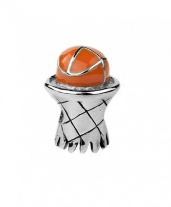 Jovana Sterling Silver Basketball & Hoop Bead Charm with Enamel- Fits pandora Bracelet - C5116ENXPND