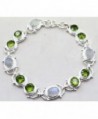 Designer Sterling Silver Overlay Clasp Bracelet with Genuine Peridot and Rainbow Moonstone Gemstones - CB128RFXPA7