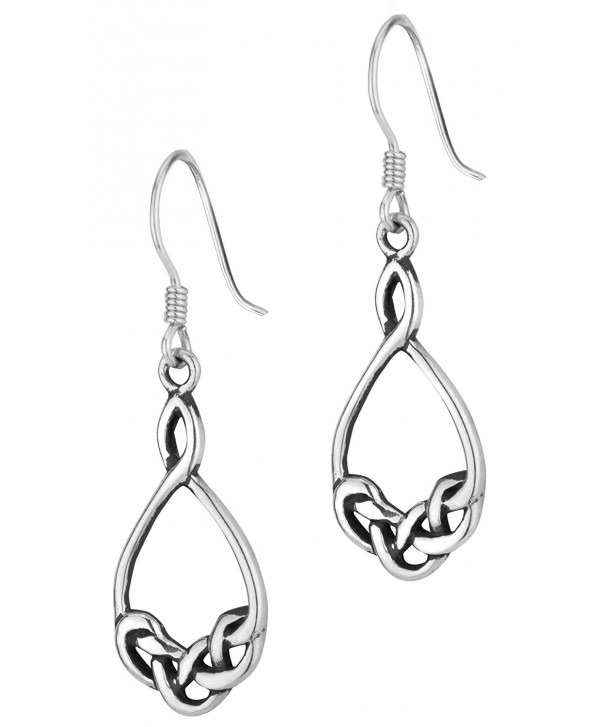 .925 Sterling Silver Celtic Knot Design Hoop Dangle Earrings - CT11LWMNKQN