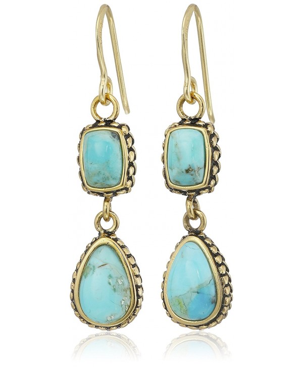 Barse Bronze and Turquoise Multi-Shape Drop Earrings - CL123JT02KN